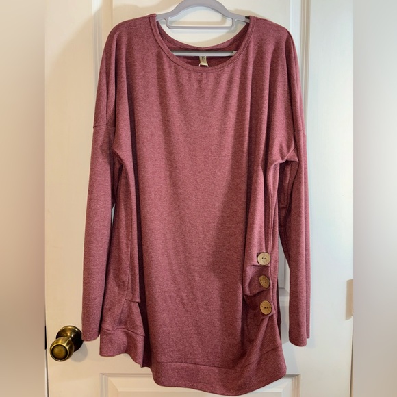 Yincro 2X long sleeve cozy sweater pink/mauve color - Picture 1 of 9